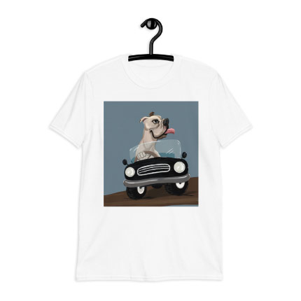 Caricature de voiture dessin sur t-shirt imprimé