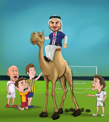 Investisseur arabe dans le football sur une caricature de chameau