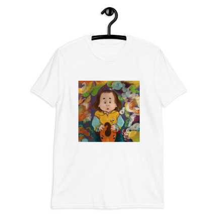 Dessin de caricature d'enfant sur l'impression de t-shirt